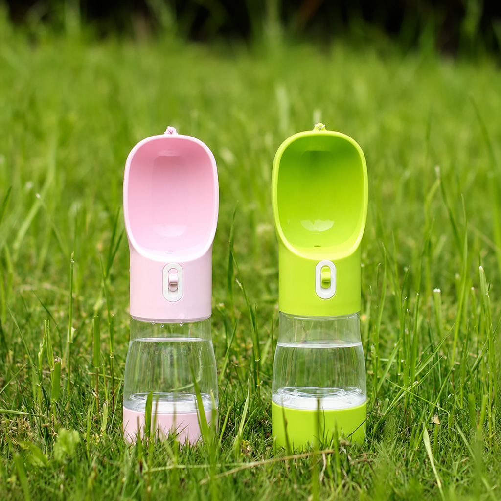 Garrafa Portátil 2 em 1 para Cães e Gatos | Água (258 ml) + Comida (200 ml)